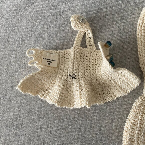 Handmade Crochet Cream Off White Top + Skirt Outfit for 29cm Doll 2-Piece Set - Picture 12 of 13
